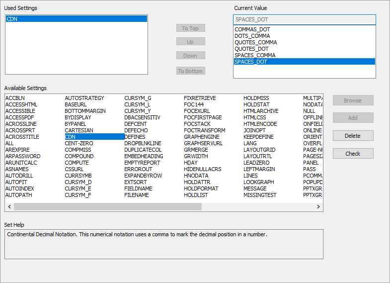 SET canvas with the CDN parameter selected and set to SPACES_DOT