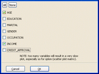 Choose variables to plot check box