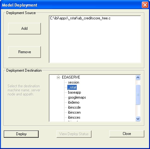 Model Deployment dialog box
