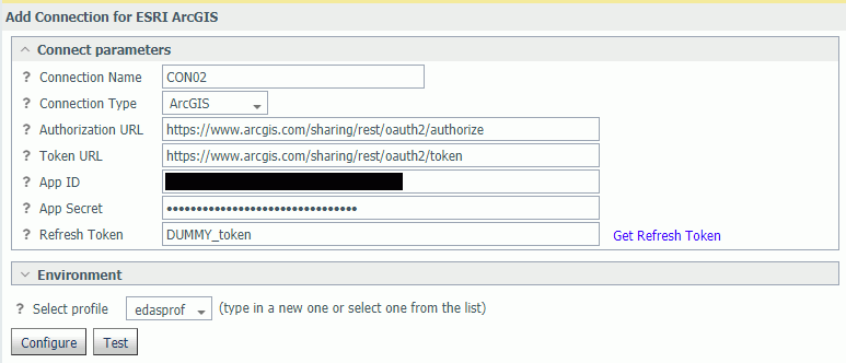 Add Connection for ESRI ArcGIS