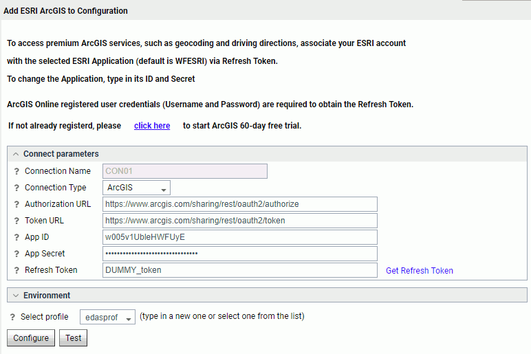 Esri ArcGIS configuration