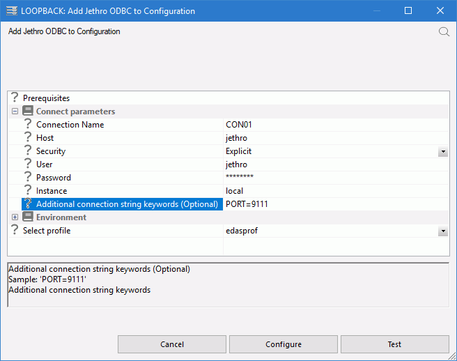 Add Jethro ODBC to Configuration