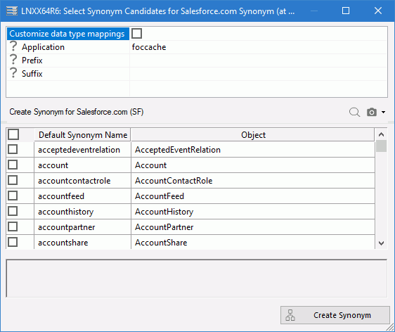 Creating a Salesforce.com synonym
