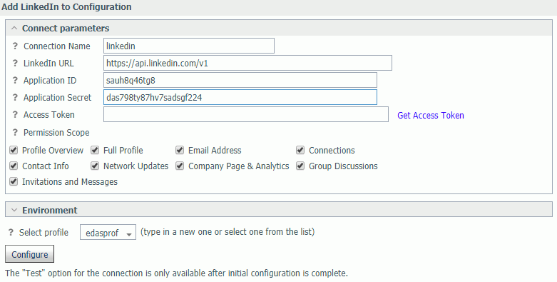 Add LinkedIn to Configuration