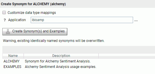 Create Synonym for ALCHEMY