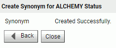 ALCHEMY synonym created successfully
