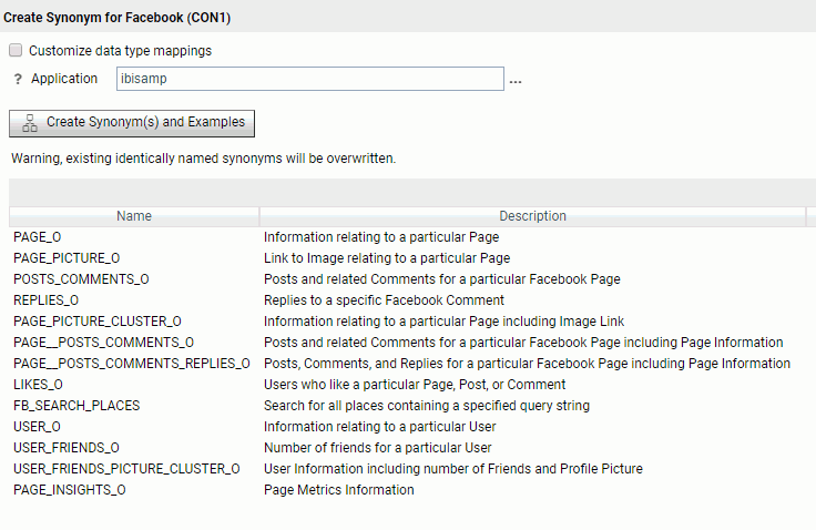 Create Facebook synonym
