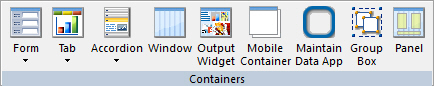 Components tab, Containers group