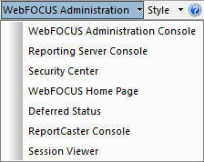 WebFOCUS Administration menu