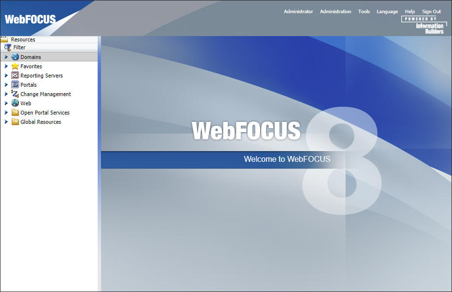 WebFOCUS Welcome page
