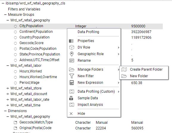 Menu showing the insert new folder option