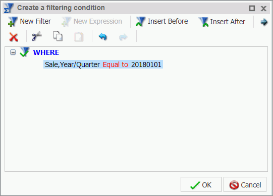 Sales Quarter where statement example