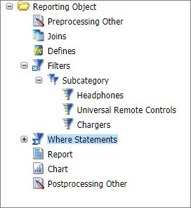 Reporting Object filters node group example