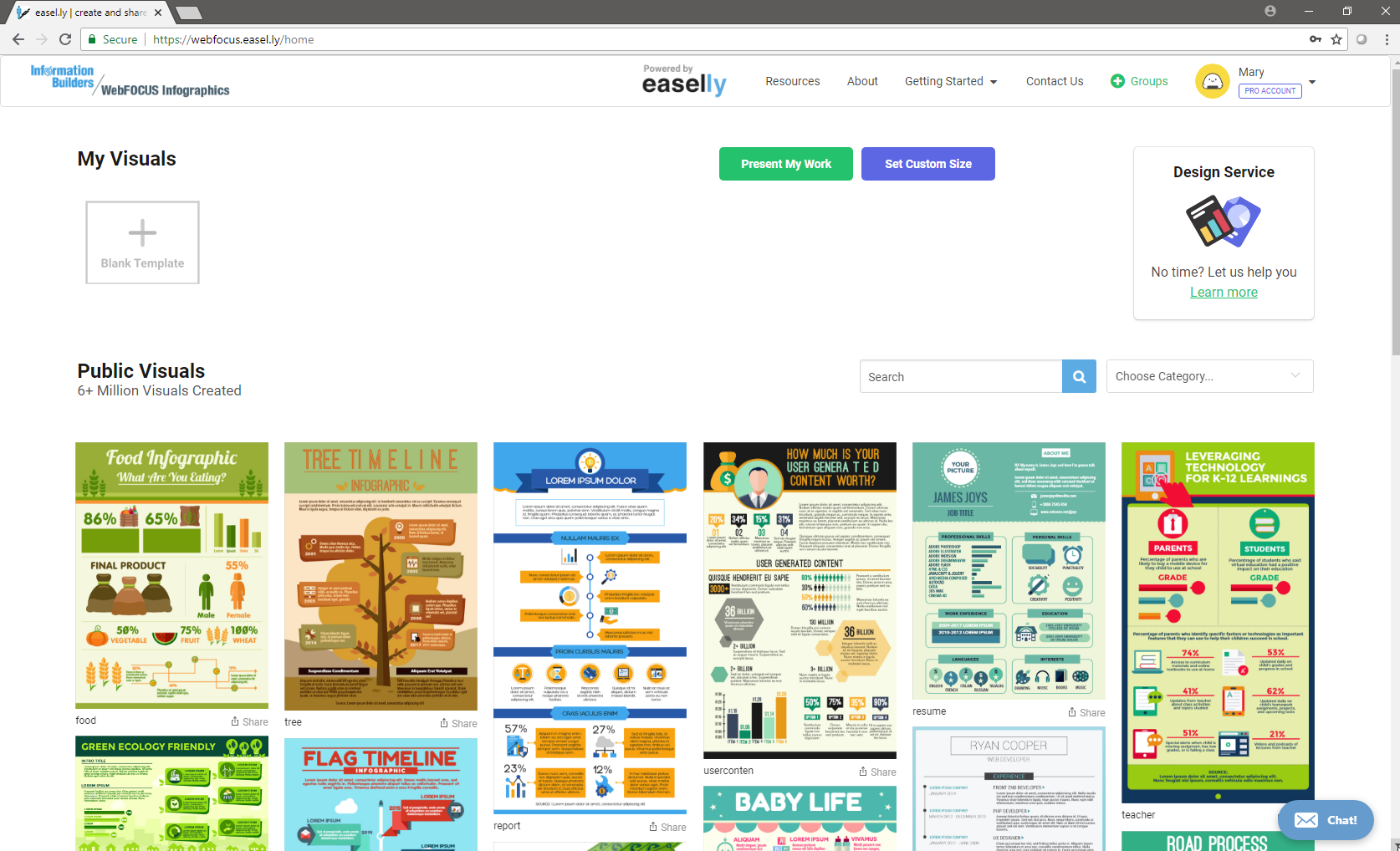 WebFOCUS Infographics powered by Easelly default screen