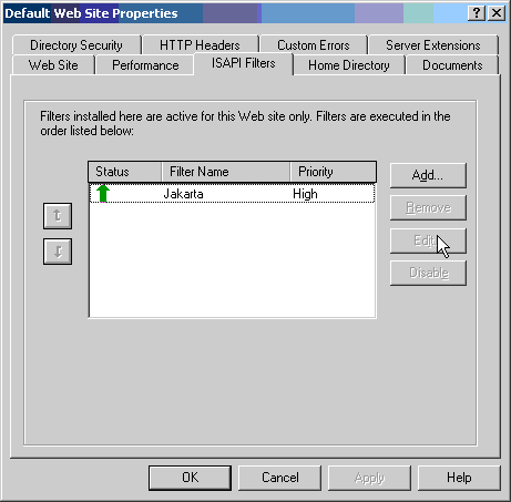 Web Site Properties dialog box
