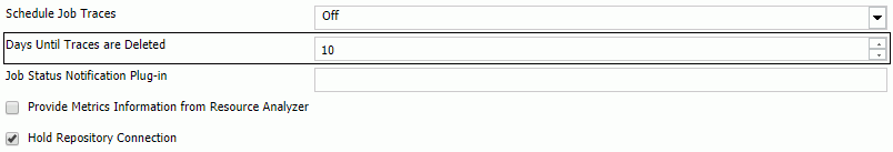 Days Until Traces Are Deleted option