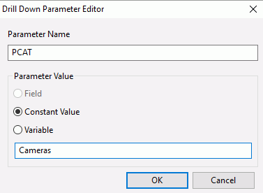 Drill Down Parameter Editor