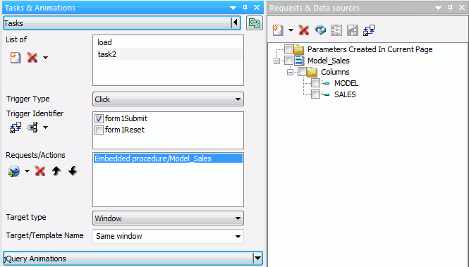 Requests section and Tasks section