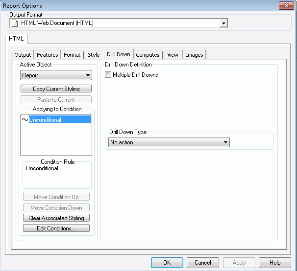 Drill Down tab in Developer Studio