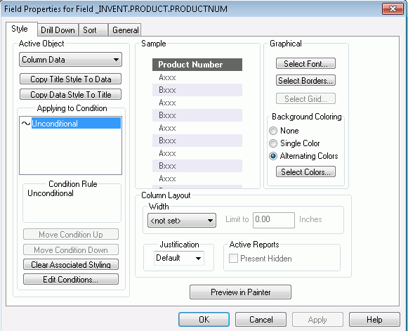 Style tab in Developer Studio