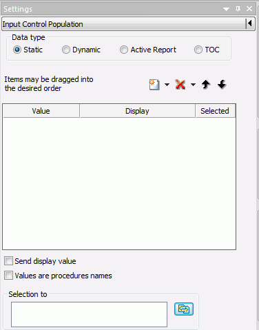 Settings panel for an input control