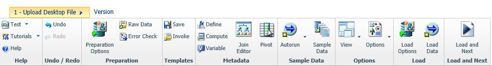 Upload ribbon view