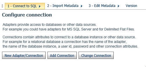 Configure connection screen in wizard