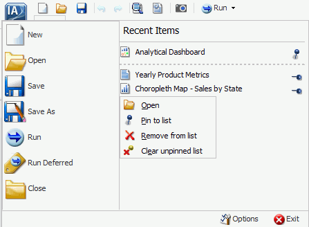 Recent Items Context Menu