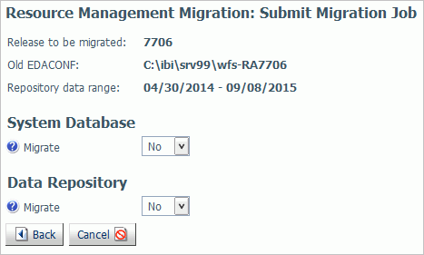 Submit Migration Job pane