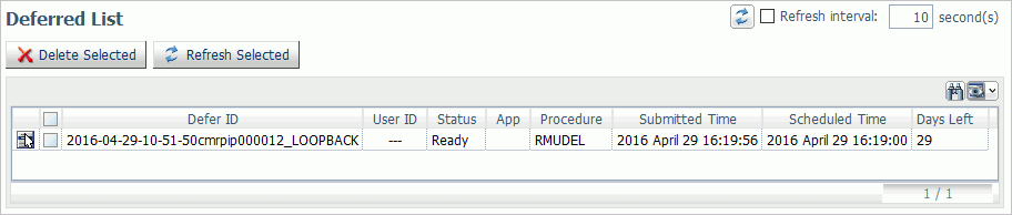 Deferred List pane
