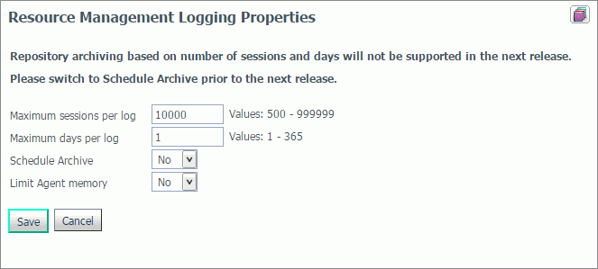 Logging properties options
