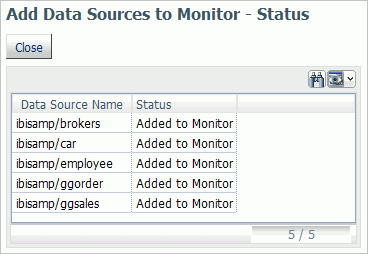 Add Data Sources to Monitor pane