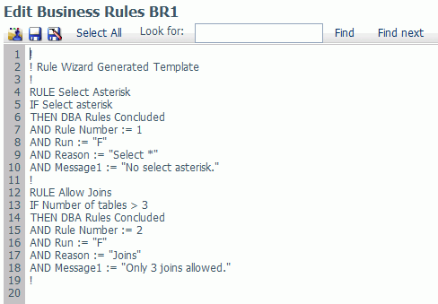 Edit Business Rules window