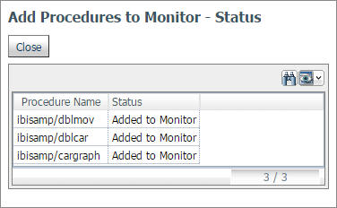 Add Procedures to Monitor status page