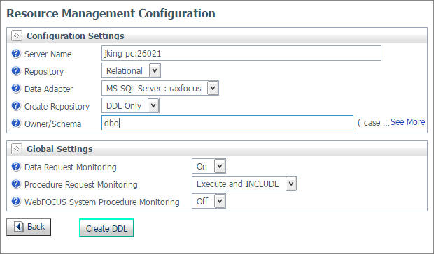 Resource Management Configuration for DDL only