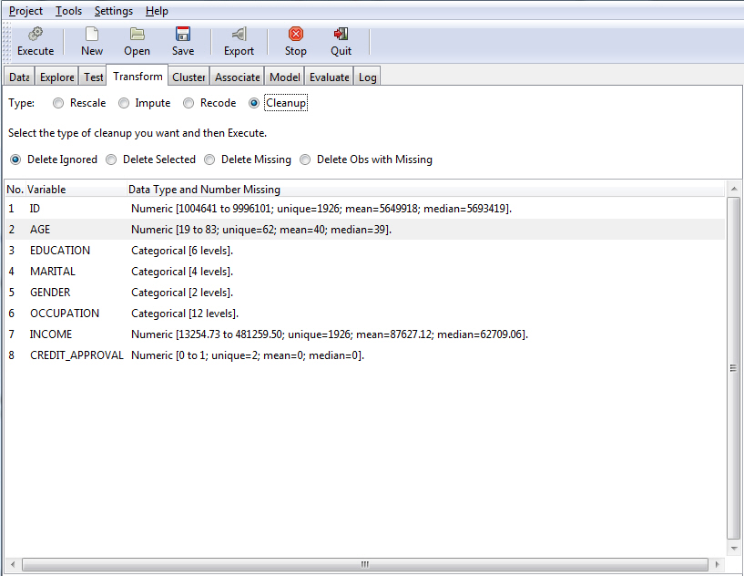 Cleanup option in the Transform tab