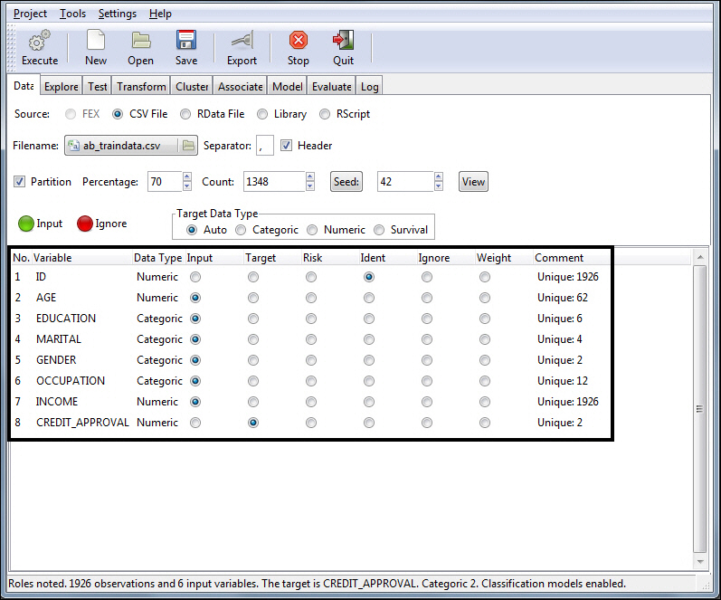 Target and Risk variable group box