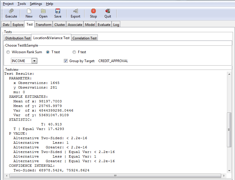 T-test window