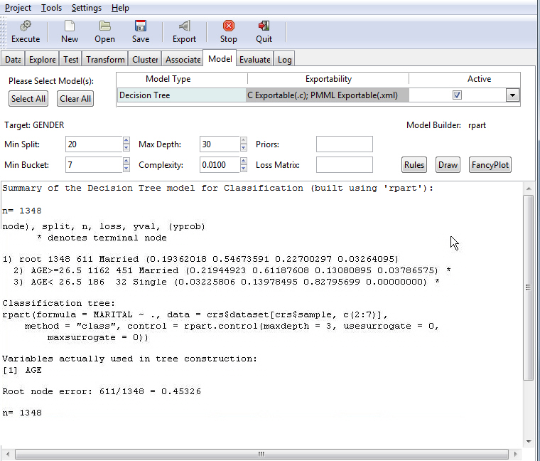 Model output window