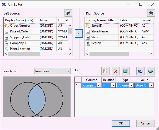 Join Editor dialog box