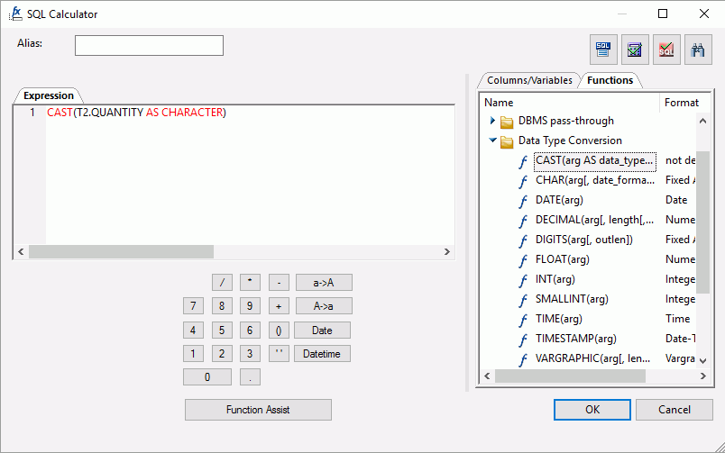 SQL Calculator example