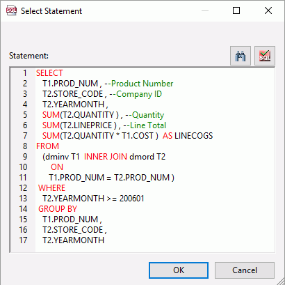 Select Statement dialog box