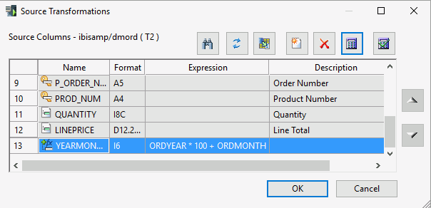 Source Transformations dialog box