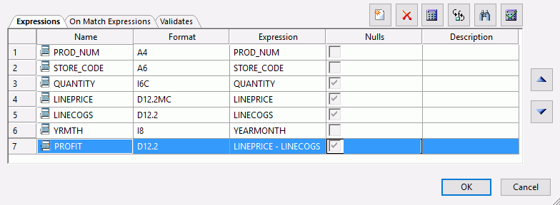 Expressions tab
