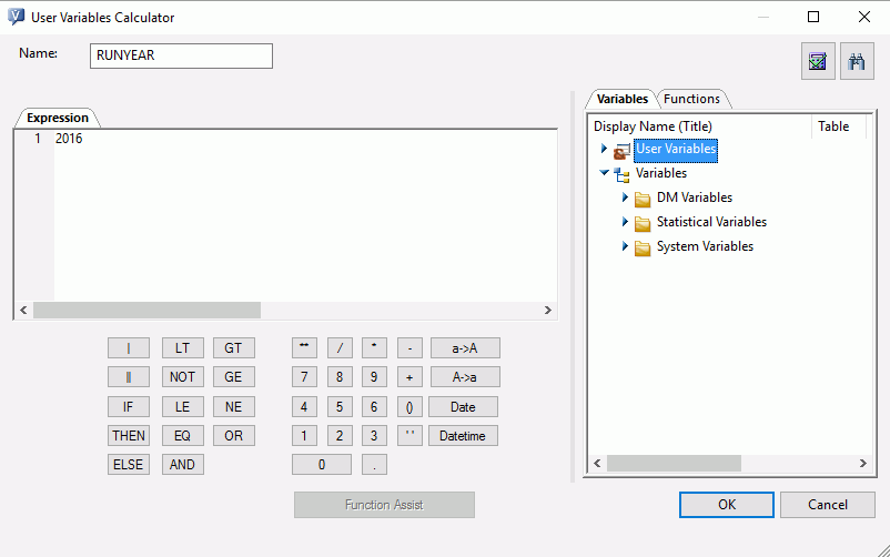User Variables Calculator