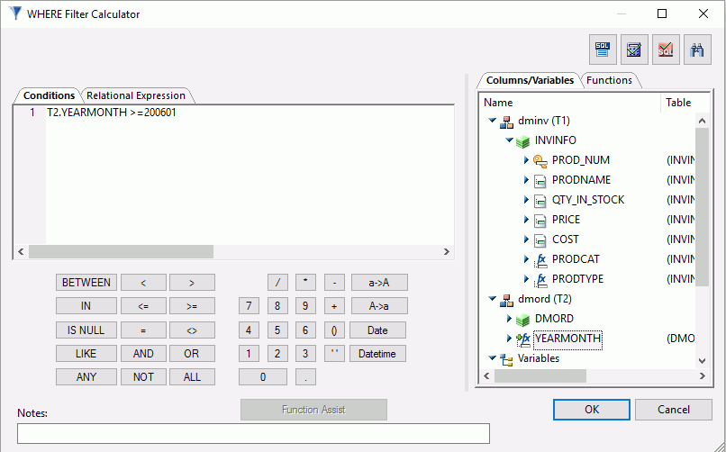 WHERE Filter Calculator
