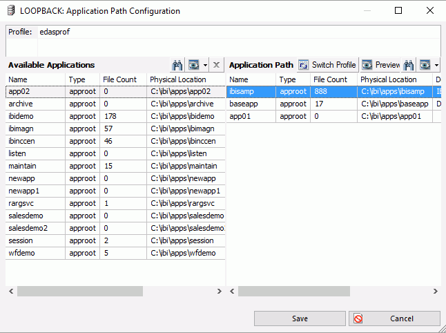 Application Path Configuration dialog box