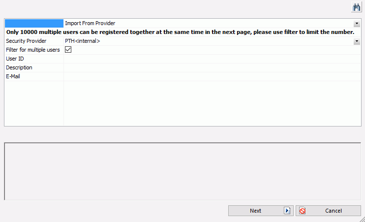 User Registration dialog box