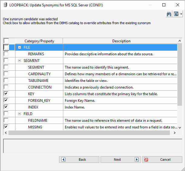 Update Synonyms dialog box