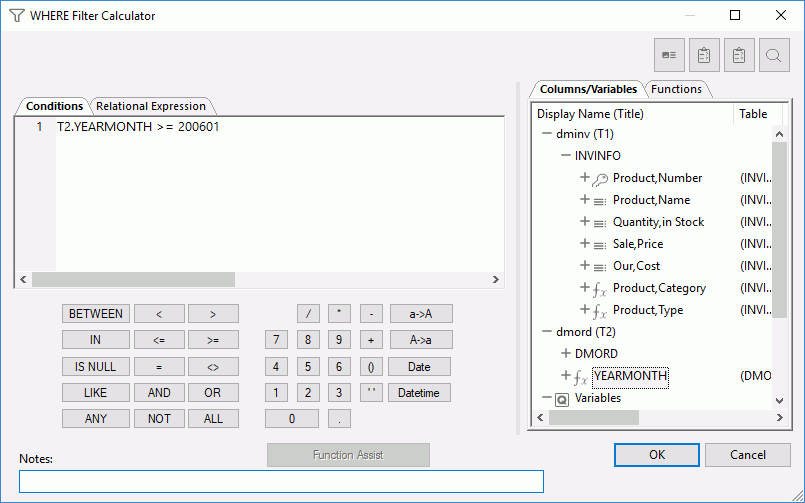 WHERE Filter Calculator